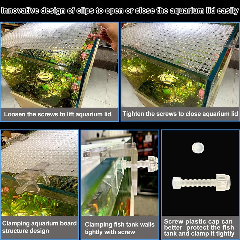 Weramics 4 Aquarium lid Hood Fish Tank top Cover Terrarium lid Plastic Grid Panel Egg Crate Grate 6 Aquarium Glass Cover Board Clip - Image 2